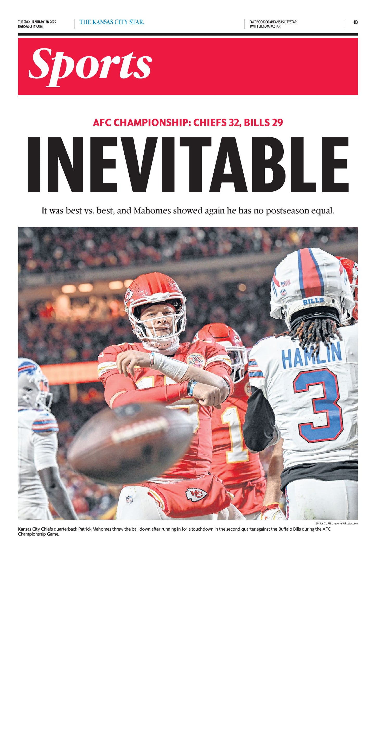 24'-25' AFC Championship Winning Newspaper (Tues, Jan 28)
