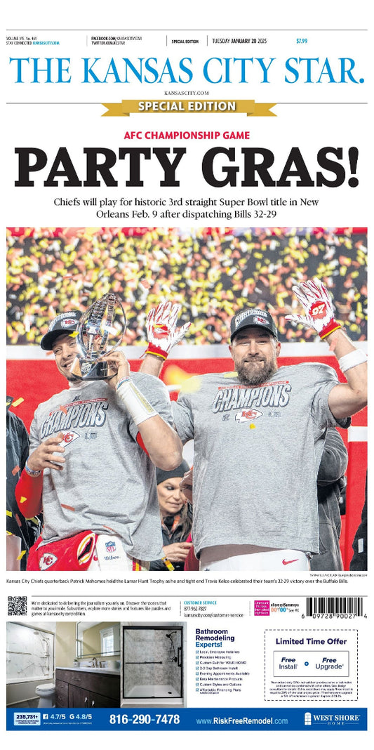 24'-25' AFC Championship Winning Newspaper (Tues, Jan 28)